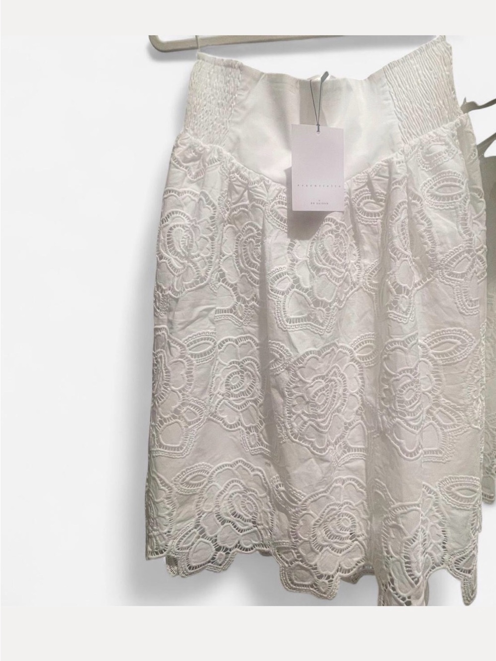 NWT Cream Lace Drop Waist Midi Skirt - Picture 2 of 3